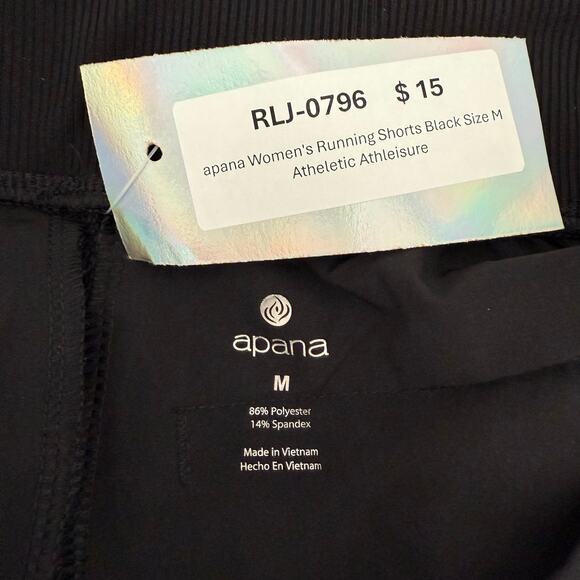 apana Women's Running Shorts Black Size M Atheletic Athleisure - Picture 4 of 4